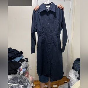 Cos Navy Waisted Button-Up shirt Dress